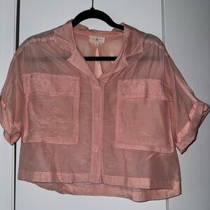 Lou & Grey Pink Cropped Blouse